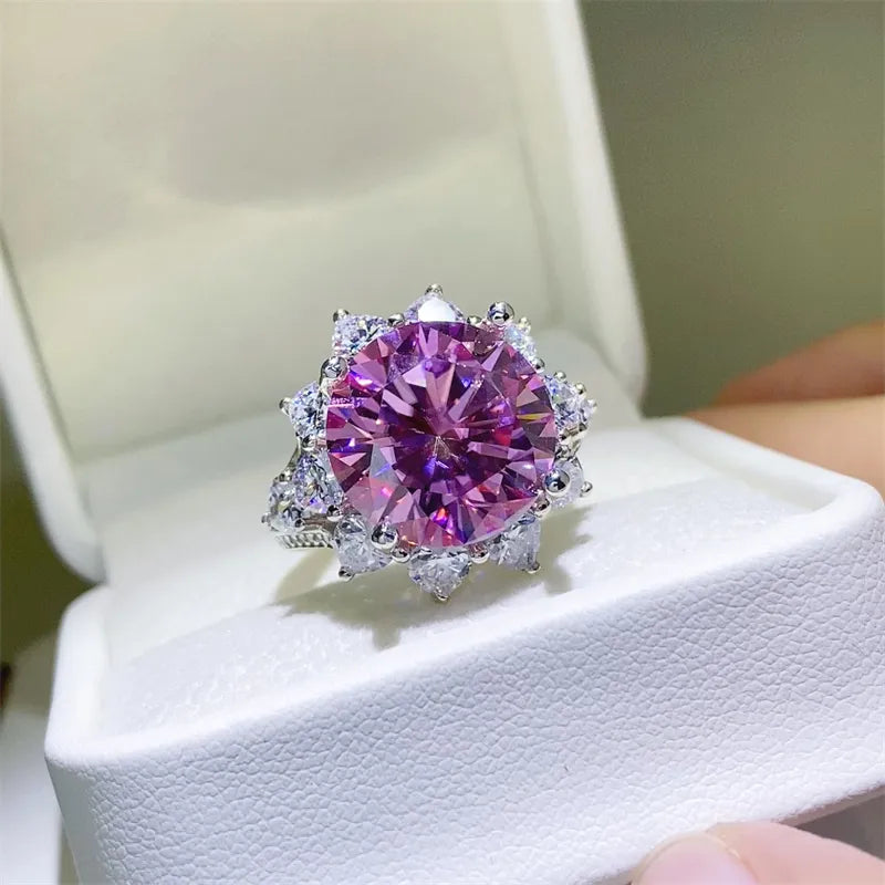 10 Carat Moissanite Zircon 925 Sterling Silver Ring - Roe Creation