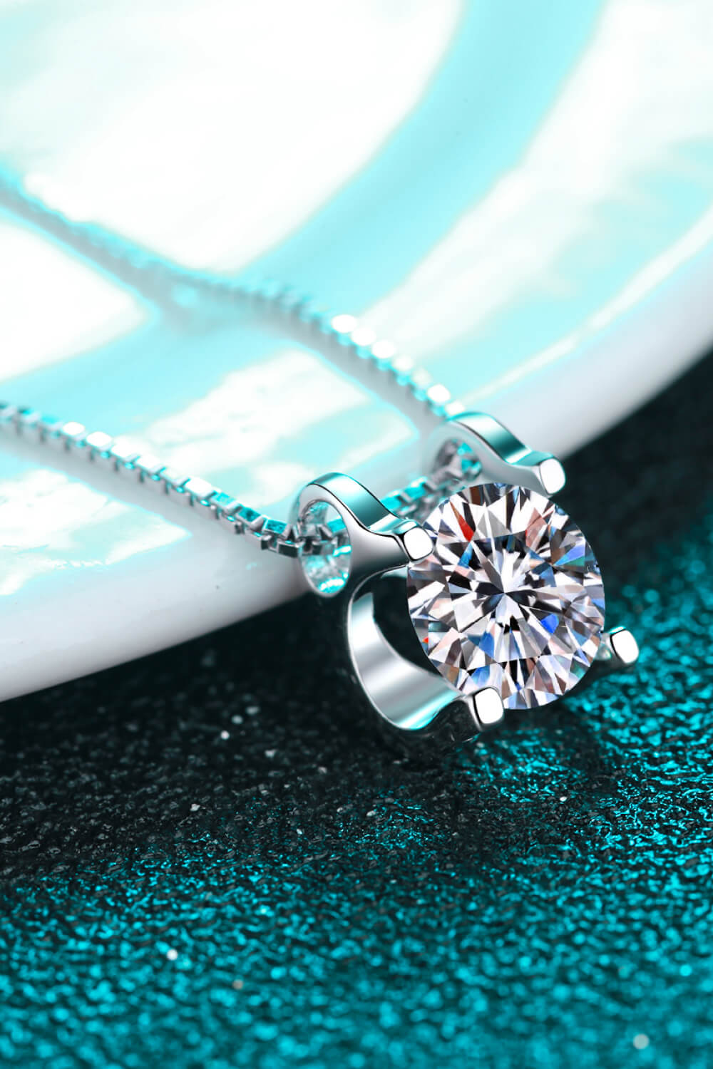 1 Carat Moissanite 925 Sterling Silver Chain Necklace - Roe Creation