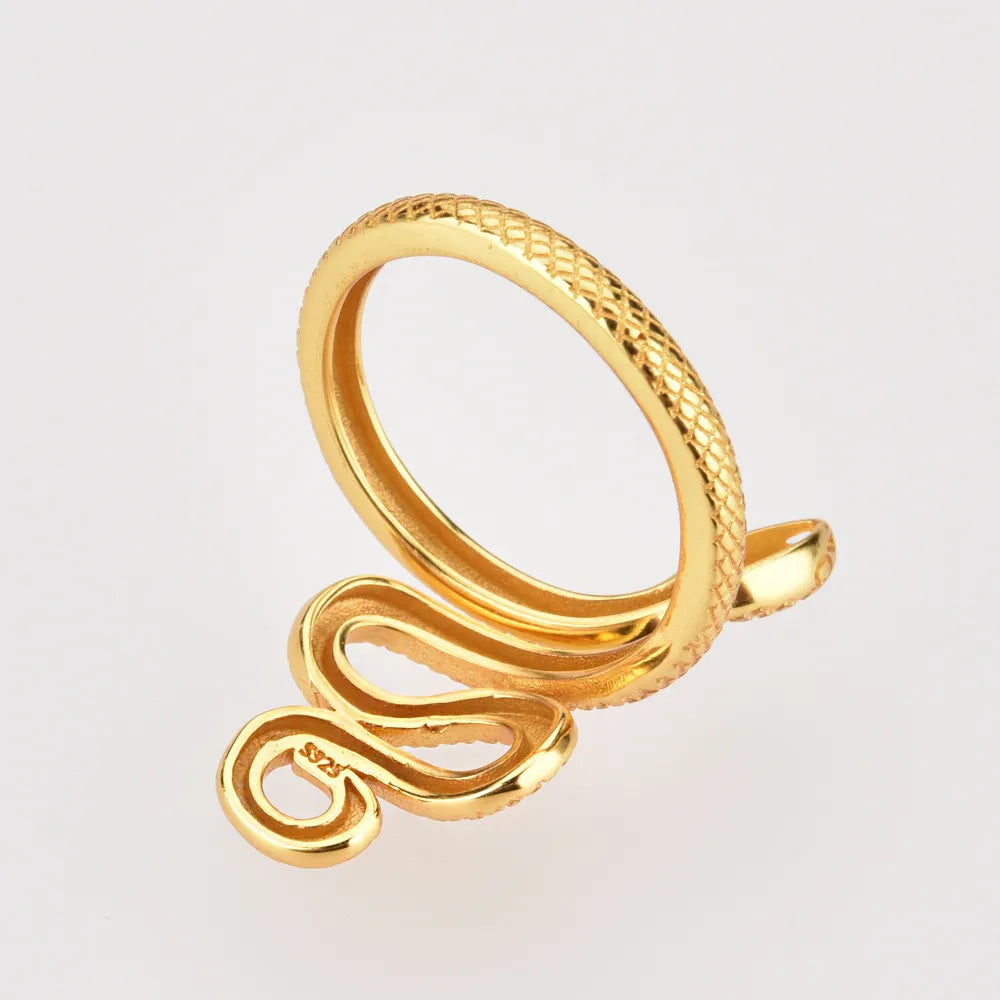925 Sterling Silver Snake Shape Ring - Roe Creation