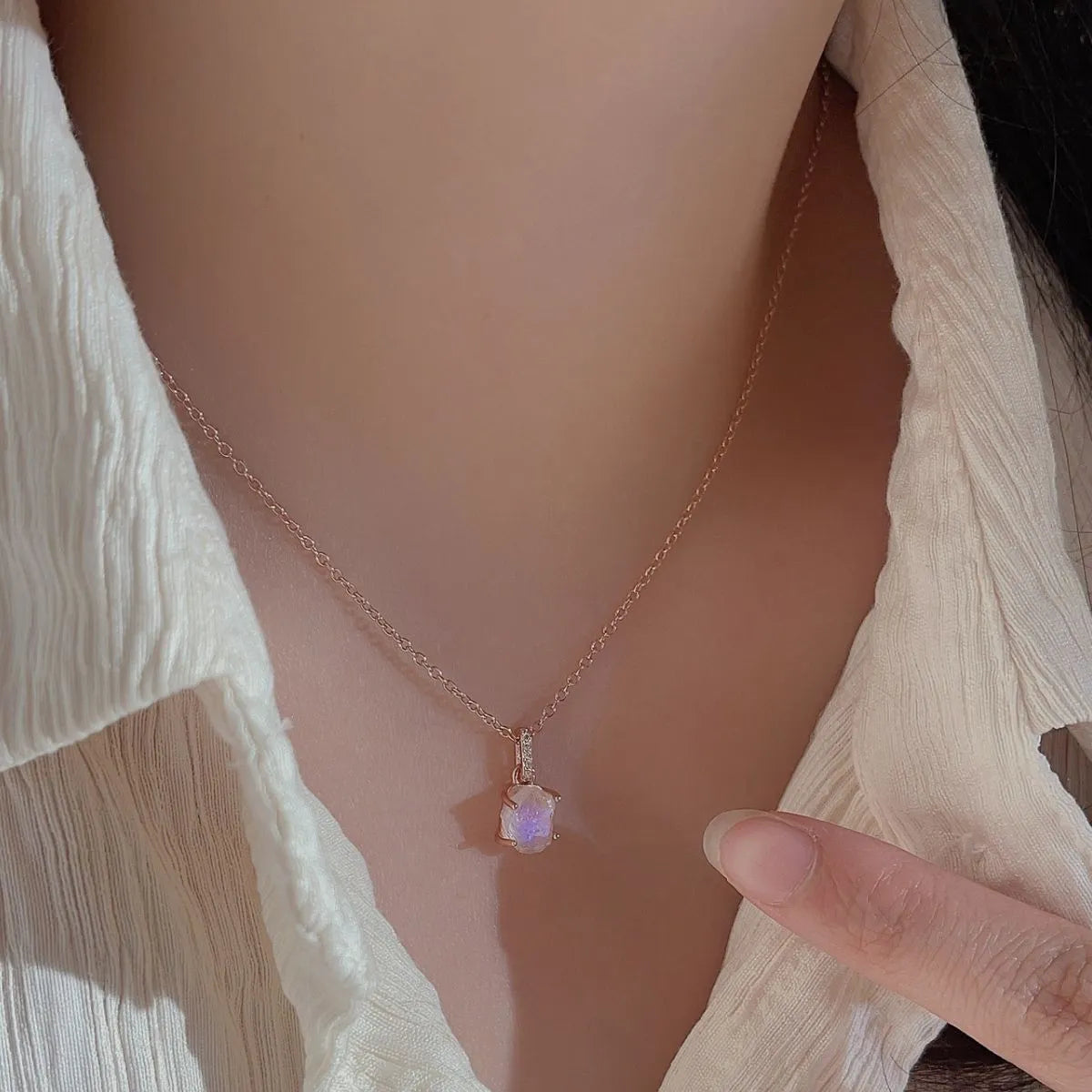 Moonstone 925 Sterling Silver Necklace - Roe Creation