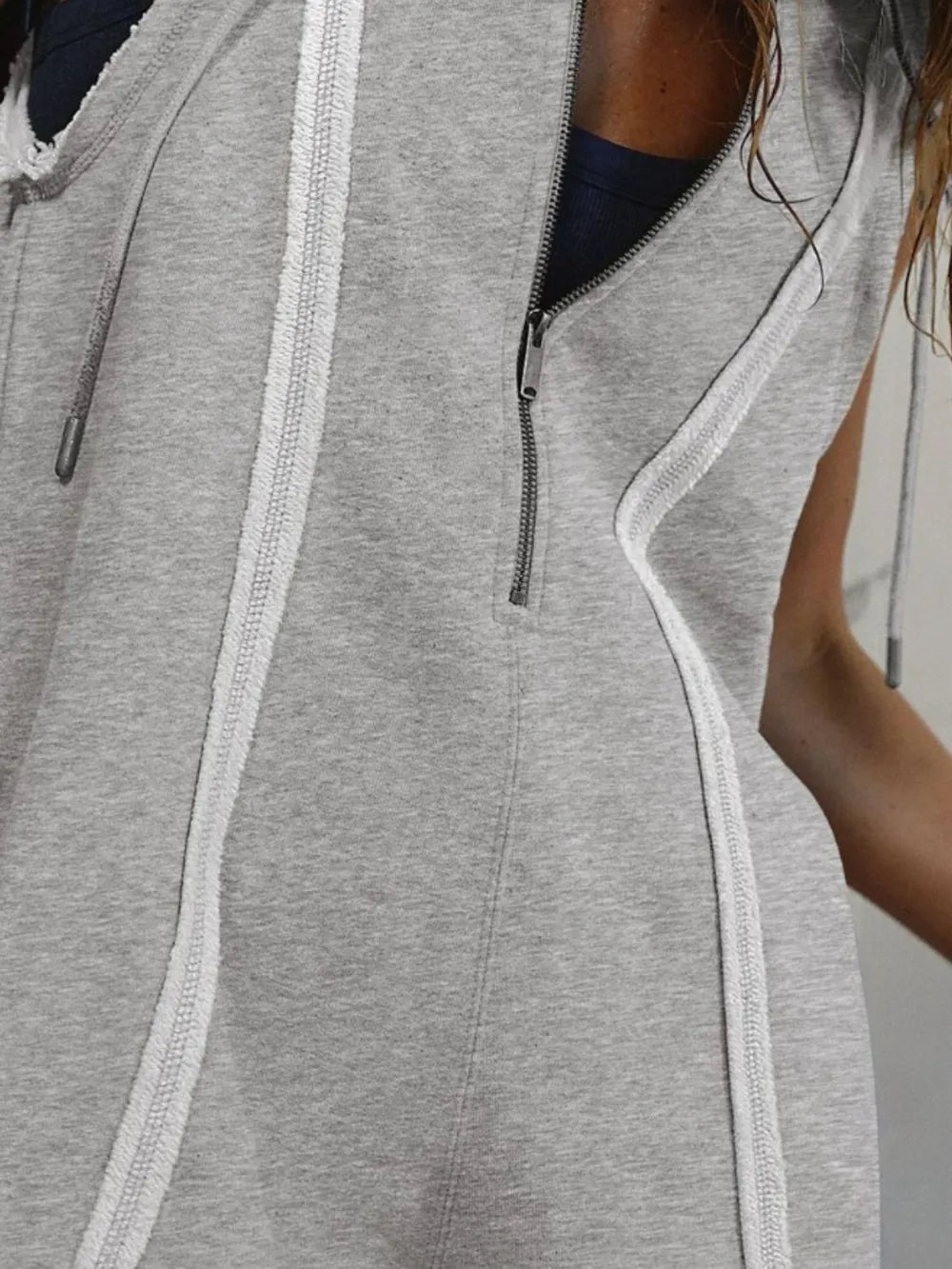 Half Zipped Hooded Sleeveless Romper - Roe Creation