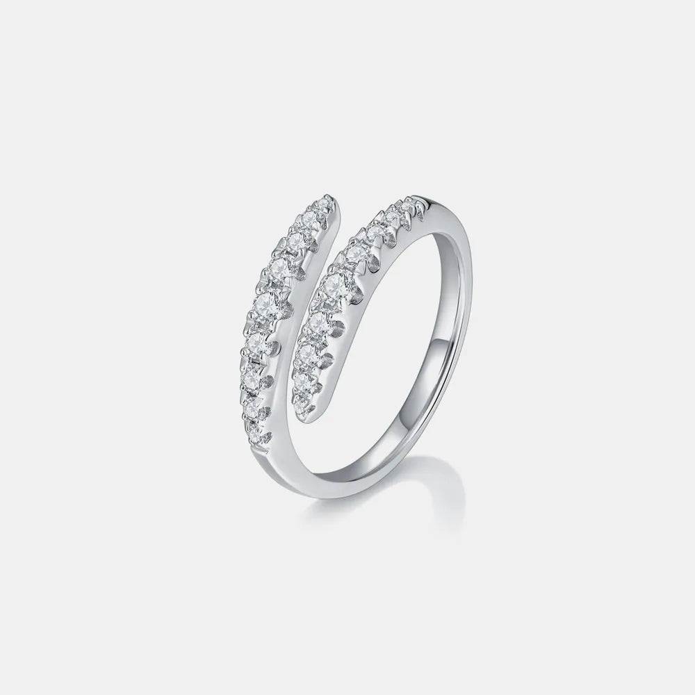 925 Sterling Silver Moissanite Bypass Ring - Roe Creation
