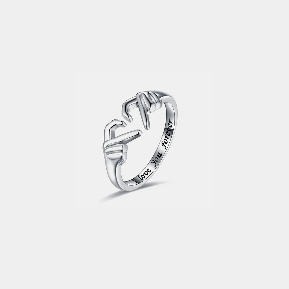 Hand Heart Shape 925 Sterling Silver Open Ring - Roe Creation