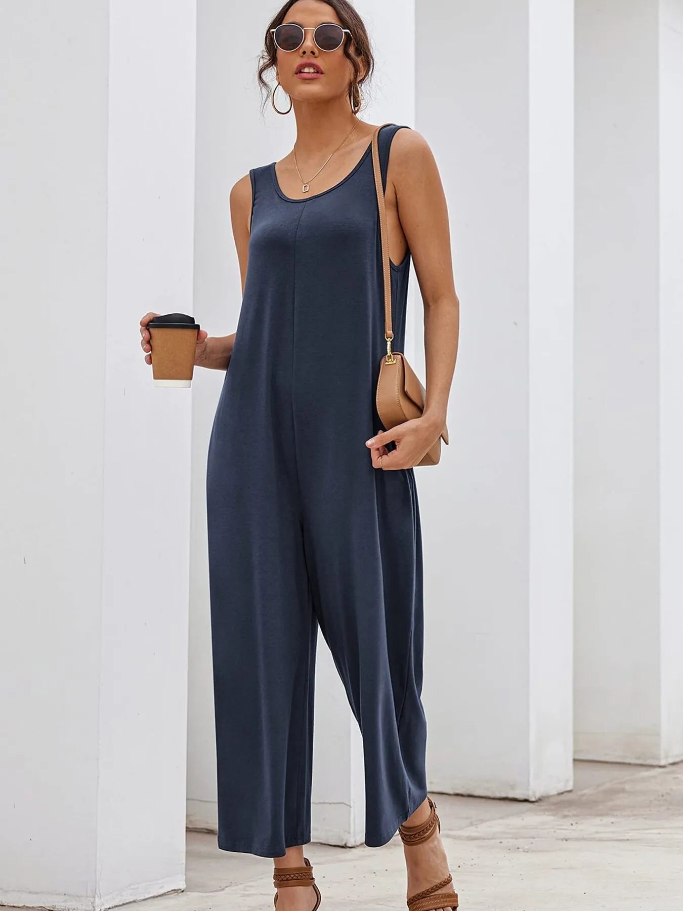 Sleeveless Wide Leg Casual Jumpsuit - Roe Creation