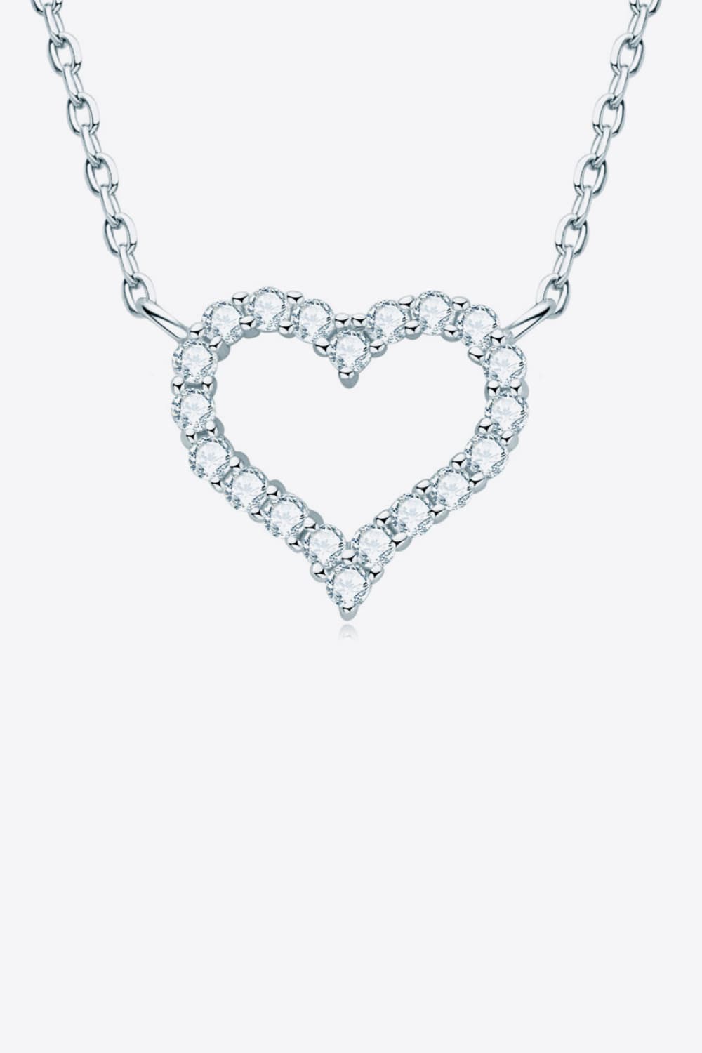 Adored Moissanite Platinum-Plated Heart Necklace - Roe Creation