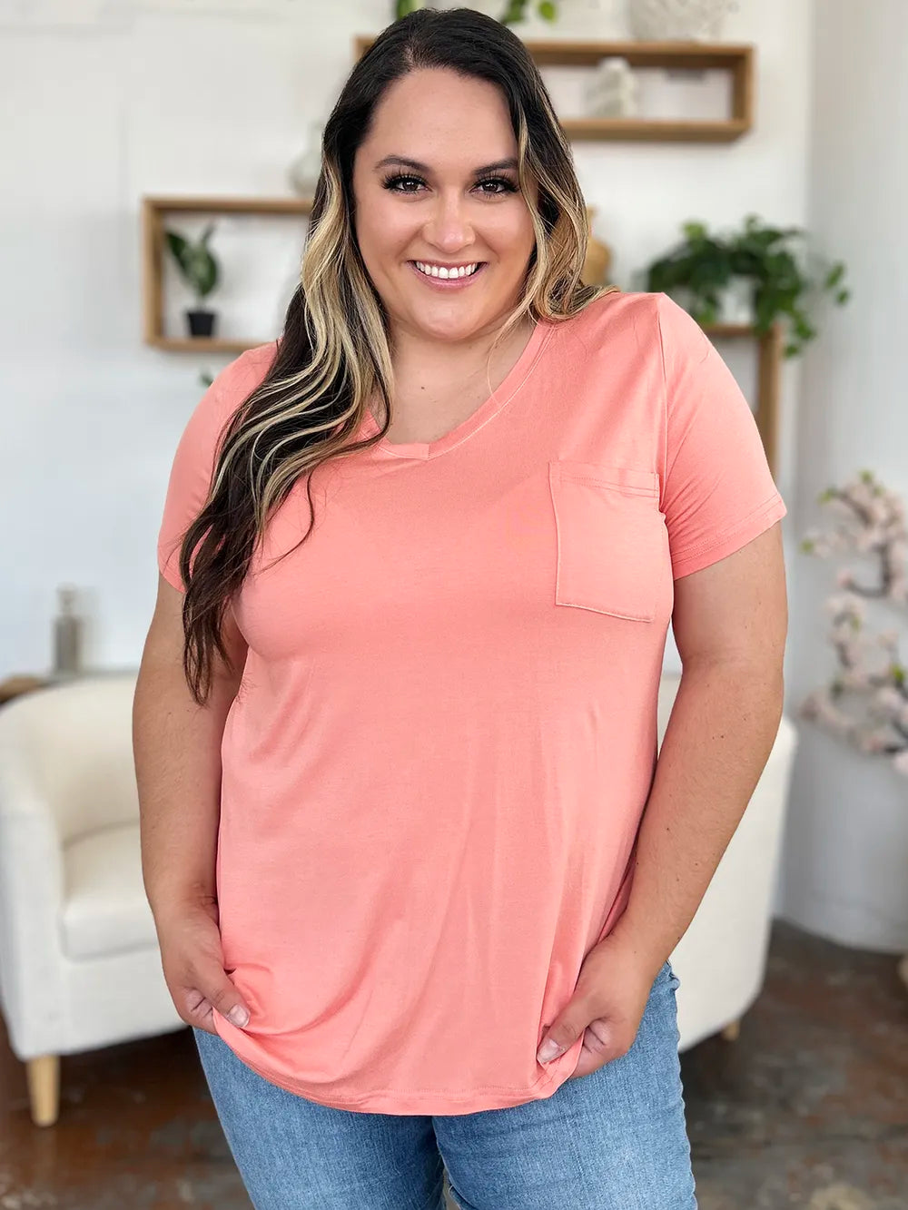 Basic Bae Bamboo Full Size V-Neck Short Sleeve T-Shirt - Roe Creation