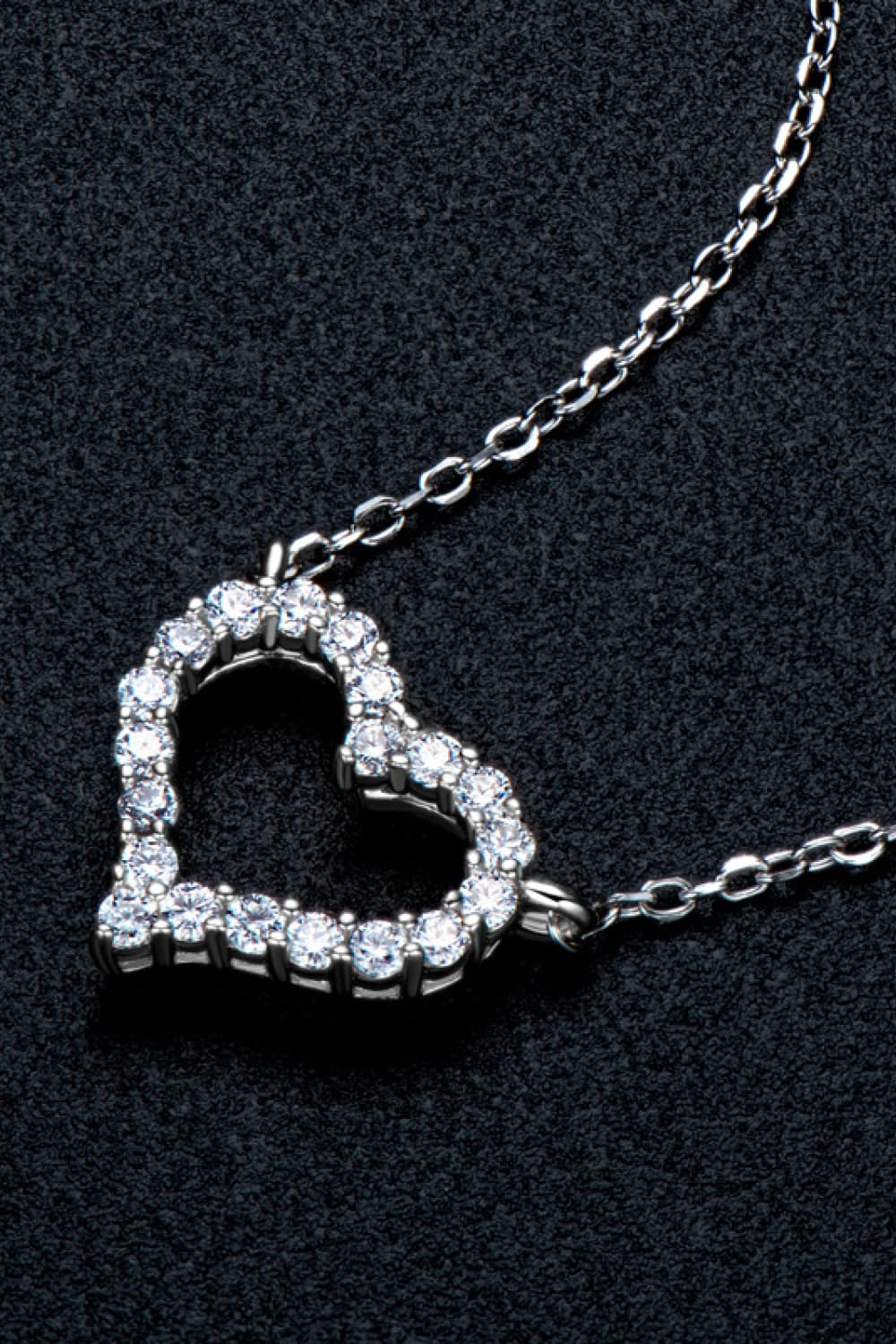 Adored Moissanite Platinum-Plated Heart Necklace - Roe Creation