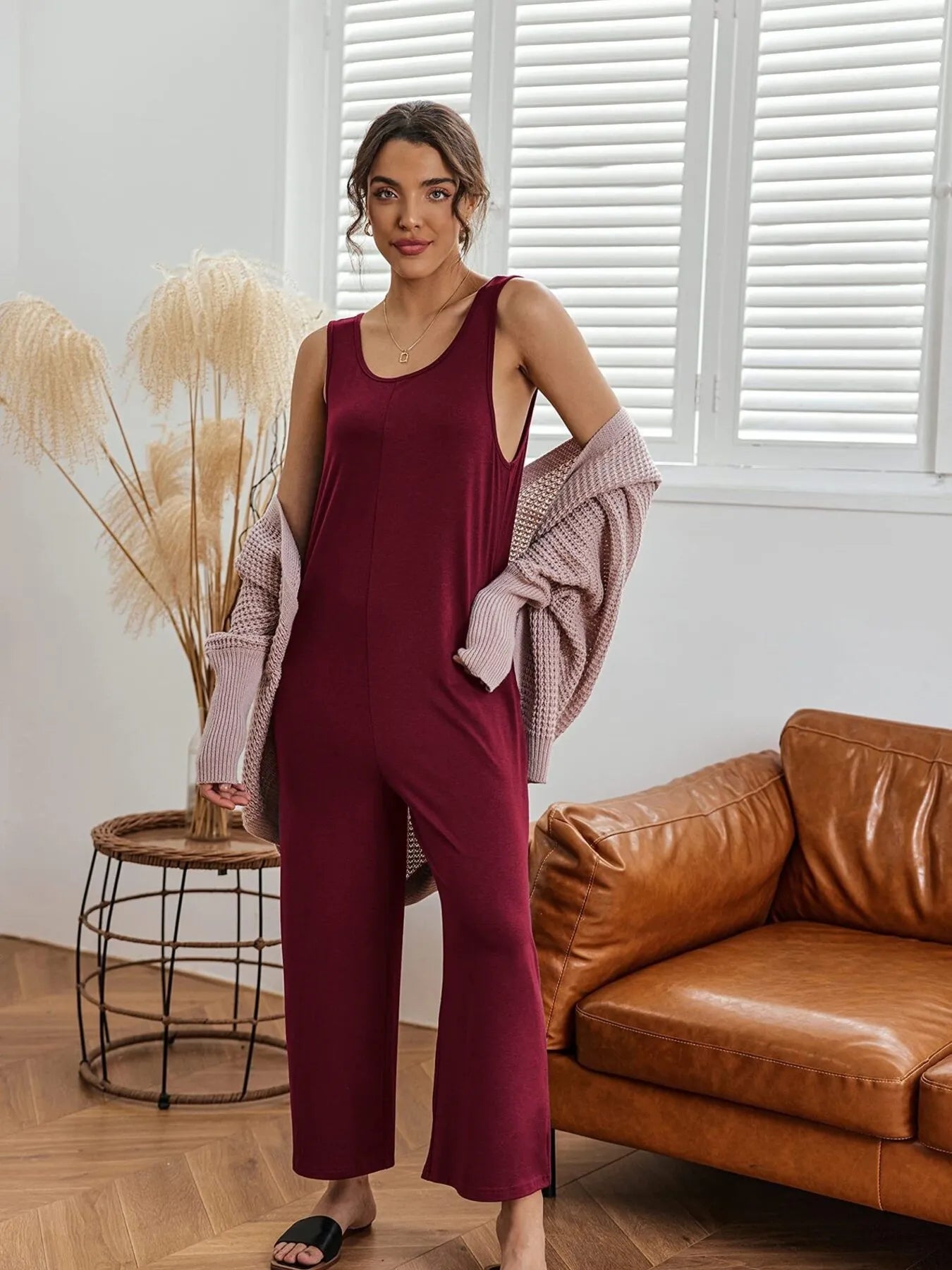 Sleeveless Wide Leg Casual Jumpsuit - Roe Creation