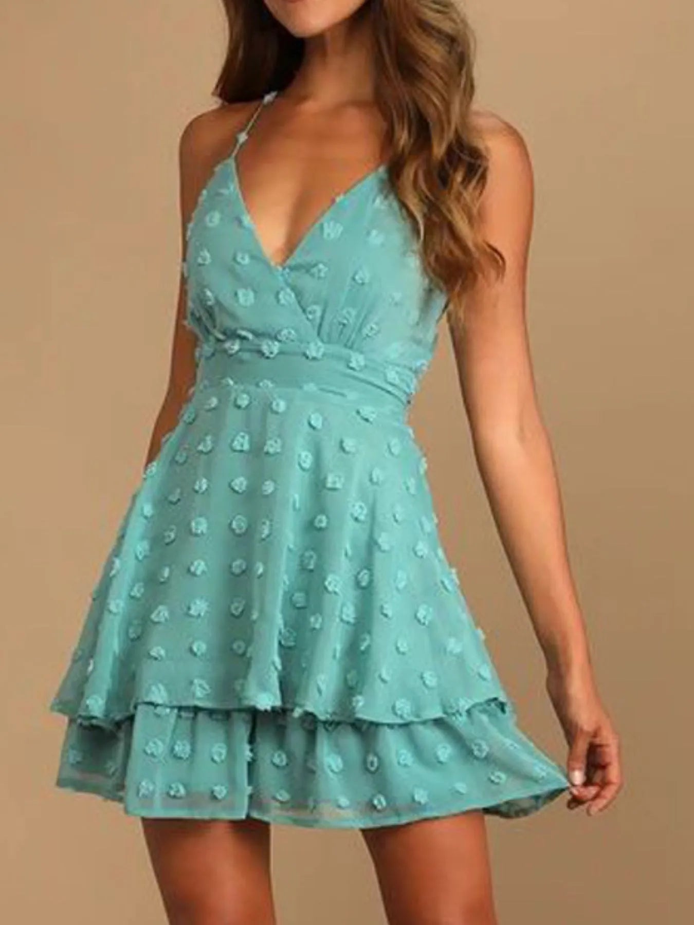 Swiss Dot V-Neck Cami Dress - Roe Creation