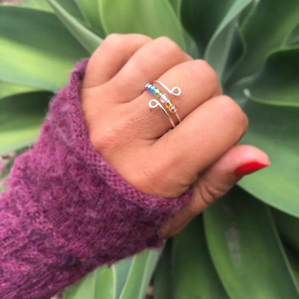 925 Sterling Silver Bead Wrap Ring - Roe Creation