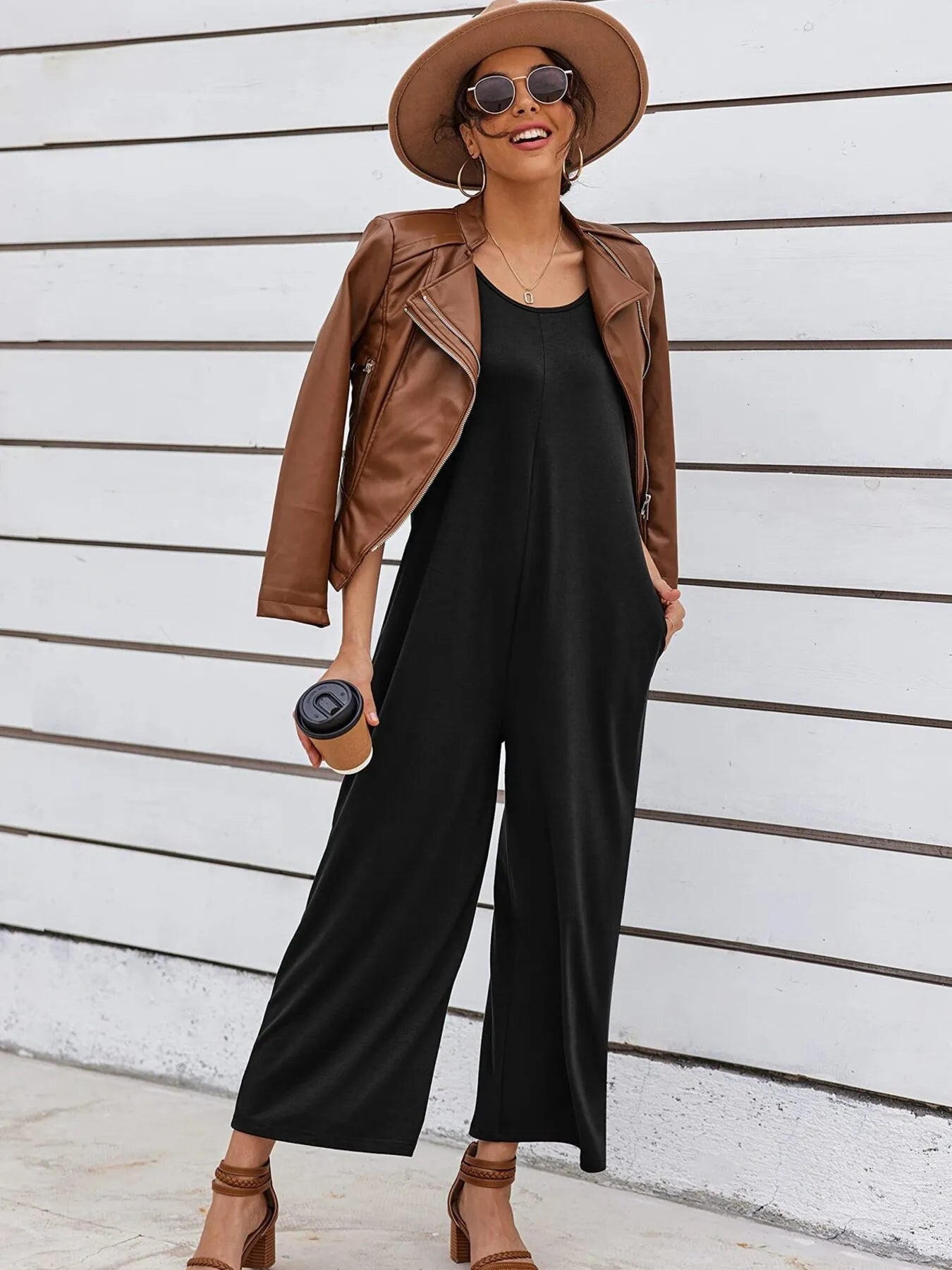 Sleeveless Wide Leg Casual Jumpsuit - Roe Creation