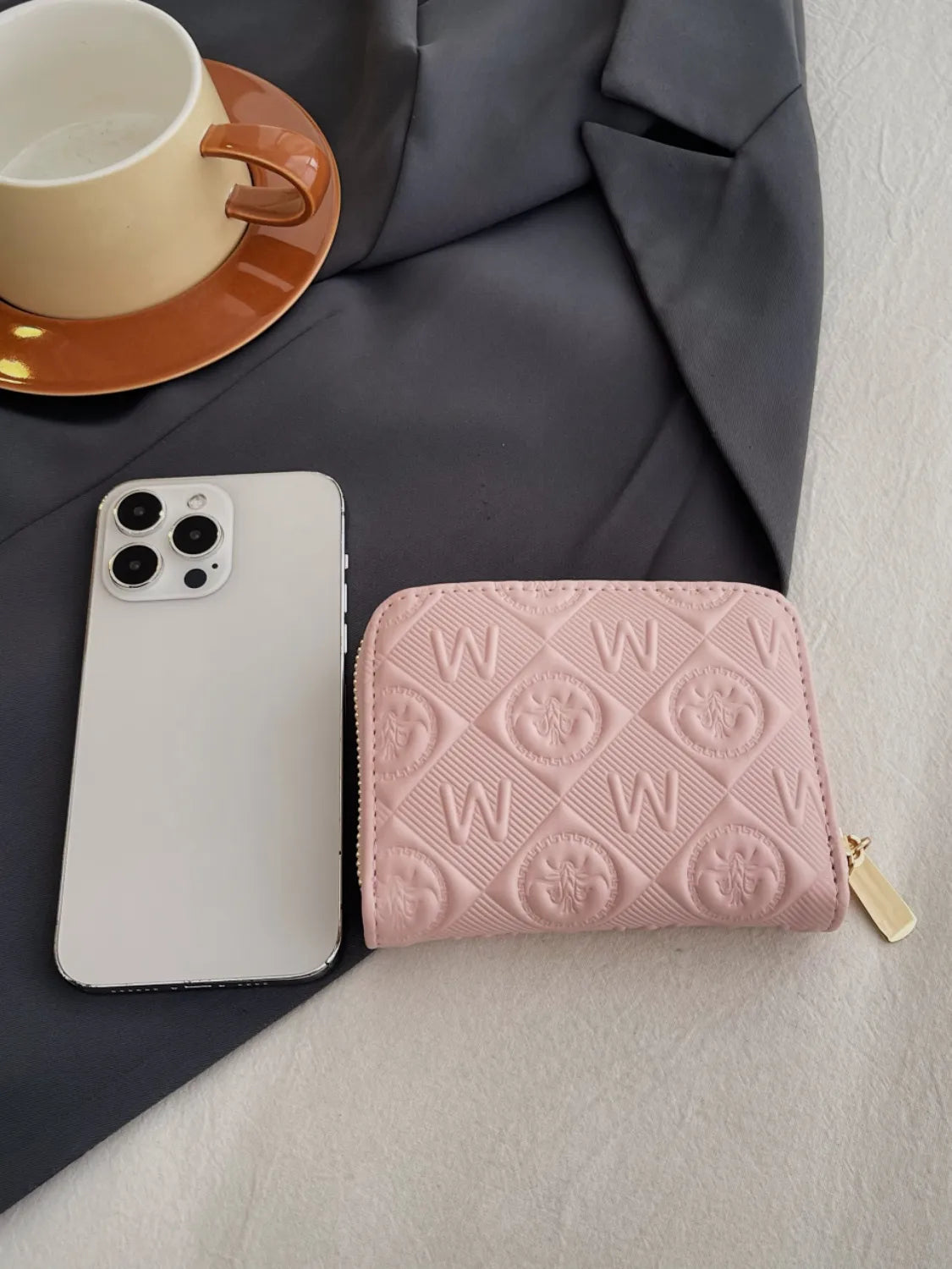 Embossed Zip Mini Wallet - Roe Creation