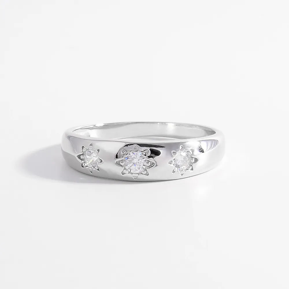 925 Sterling Silver Inlaid Zircon Ring - Roe Creation