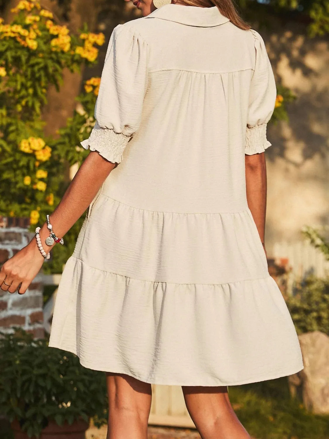 Johnny Collar Short Sleeve Mini Dress - Roe Creation