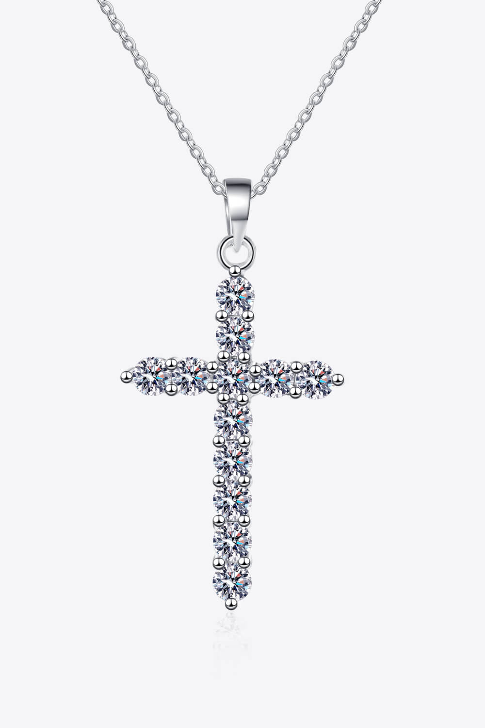 Adored 925 Sterling Silver Cross Moissanite Necklace - Roe Creation