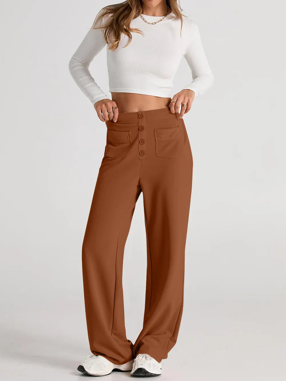 High Waist Wide Leg Pants - Roe Creation