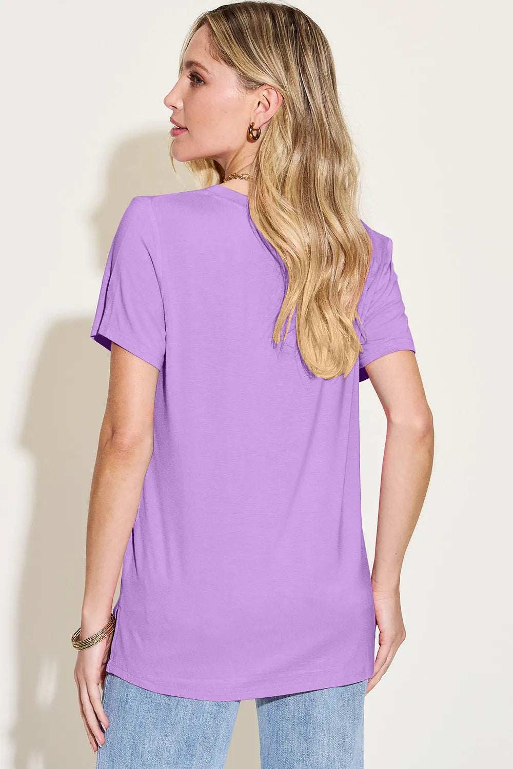 Basic Bae Bamboo Full Size V-Neck High-Low T-Shirt - Roe Creation