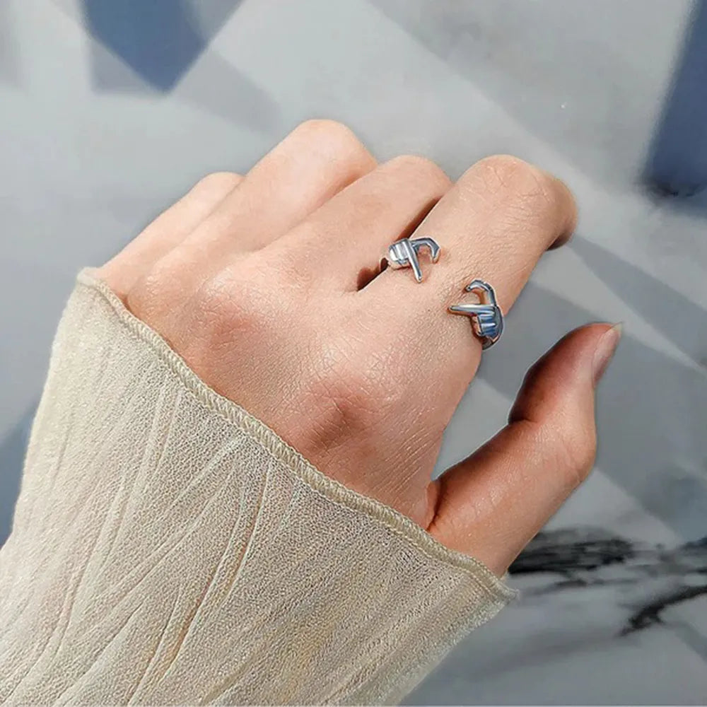 Hand Heart Shape 925 Sterling Silver Open Ring - Roe Creation