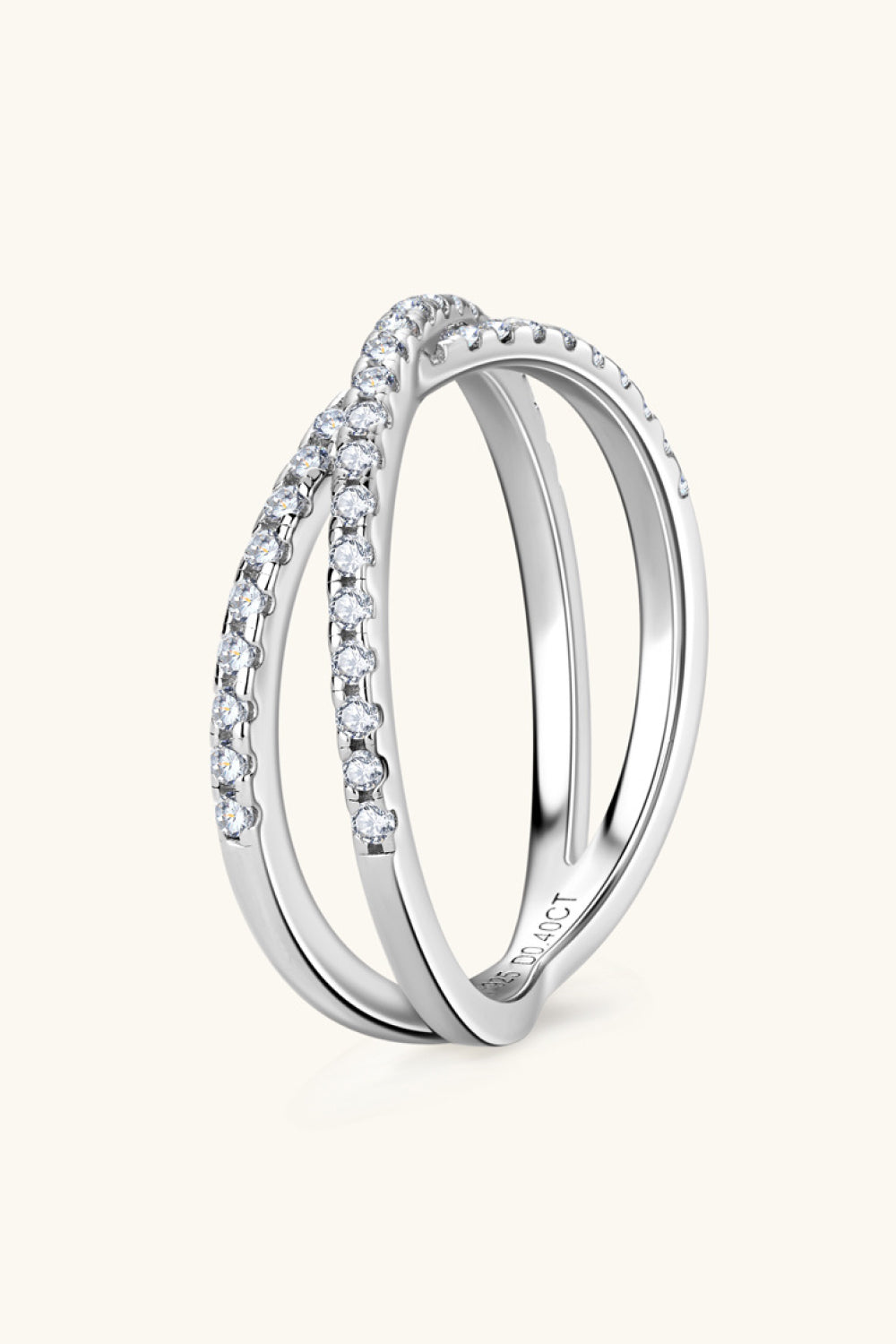 Moissanite 925 Sterling Silver Crisscross Ring - Roe Creation