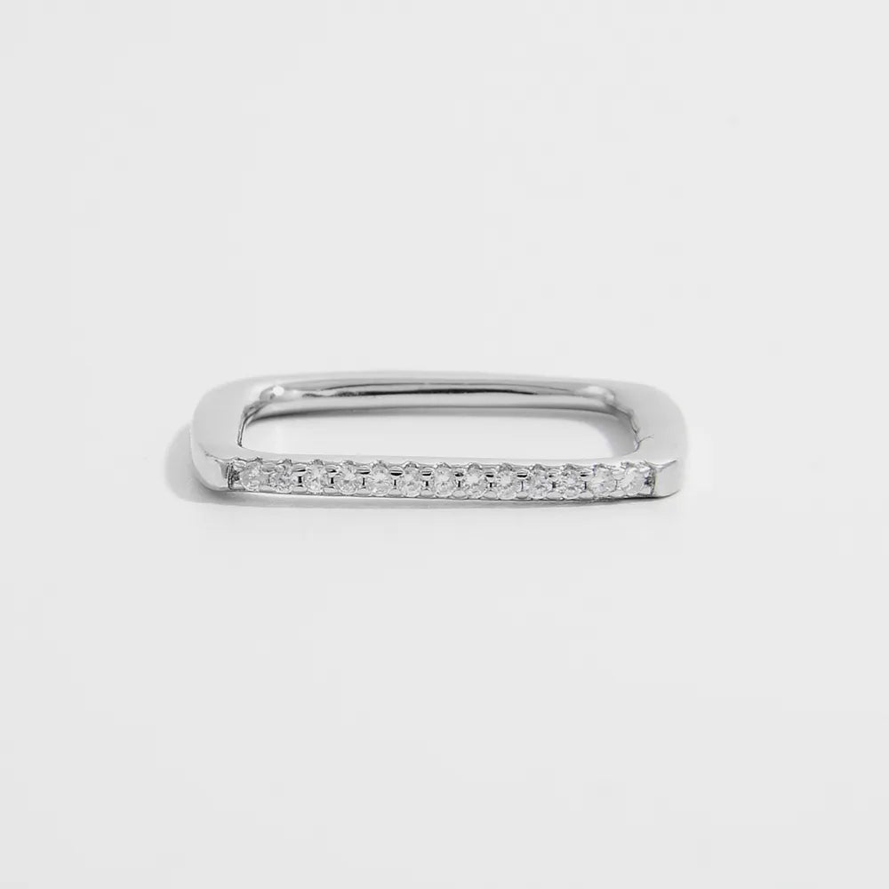 925 Sterling Silver Zircon Square Ring - Roe Creation