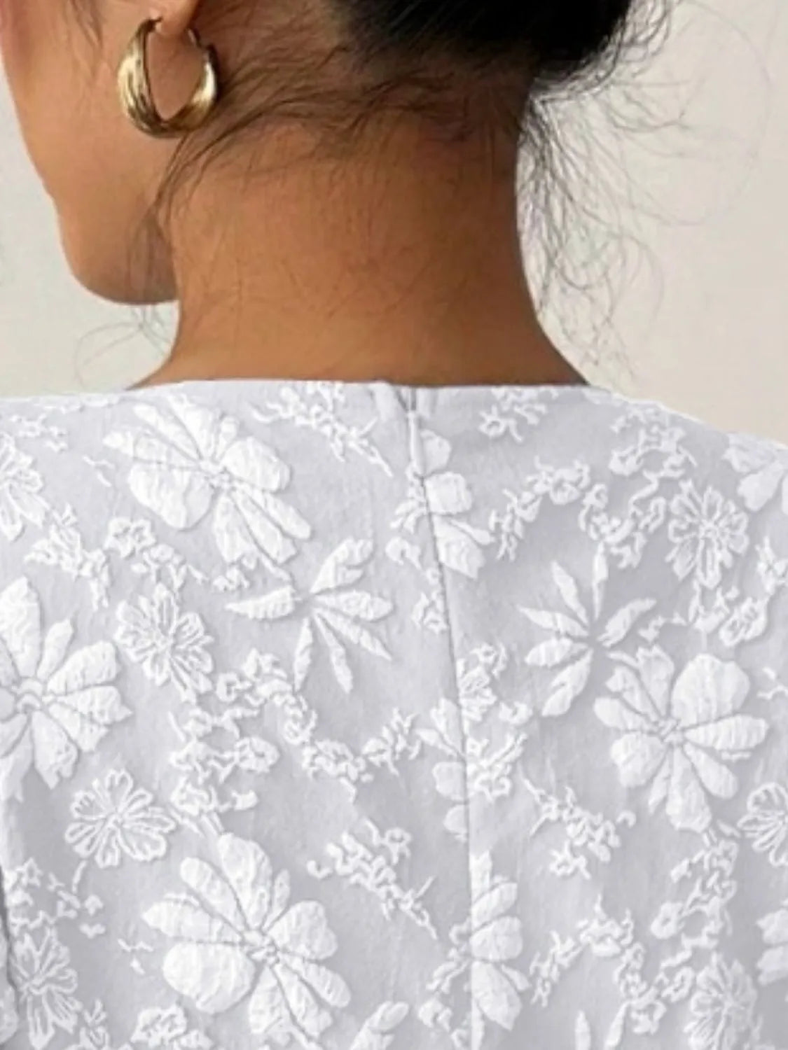 Floral Short Sleeve Dress with Ruffled Hem - Roe Creation