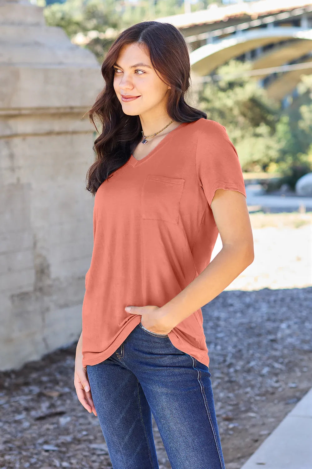 Basic Bae Bamboo Full Size V-Neck Short Sleeve T-Shirt - Roe Creation