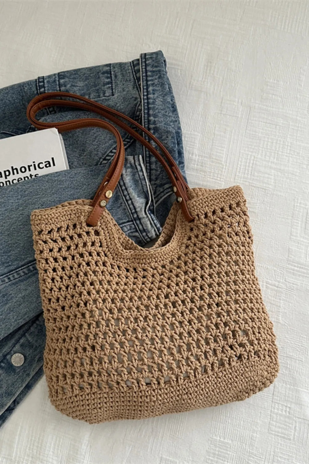 Openwork Woven Tote Bag - Roe Creation