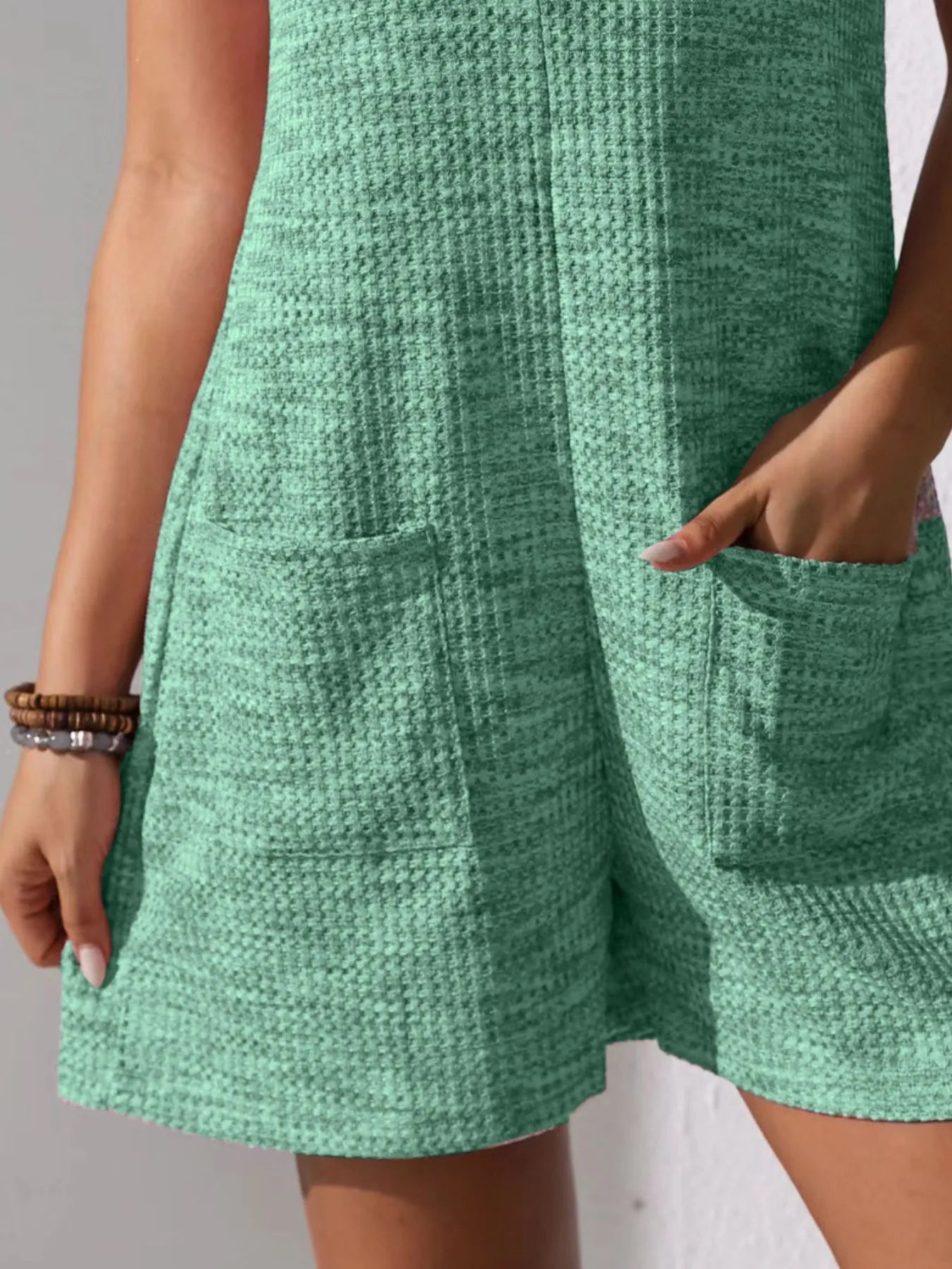Full Size Button Front Romper with Pockets Plus Size - Roe Creation