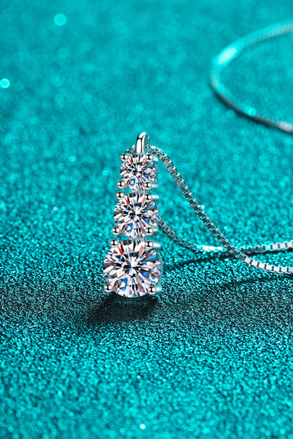 Moissanite Triple-Pendant Necklace - Roe Creation