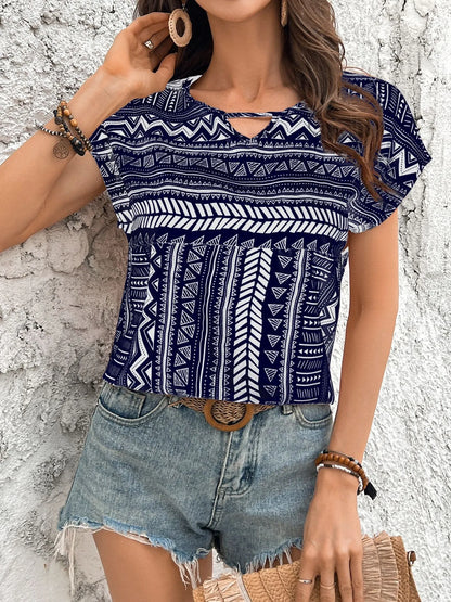 Boho Ethnic Short Sleeve Blouse - Roe Creation