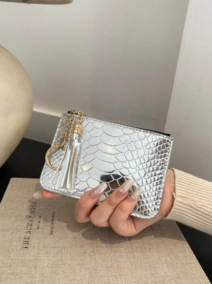 PU Leather Tassel Trim Card Case - Roe Creation