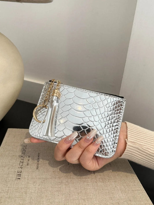 PU Leather Tassel Trim Card Case - Roe Creation