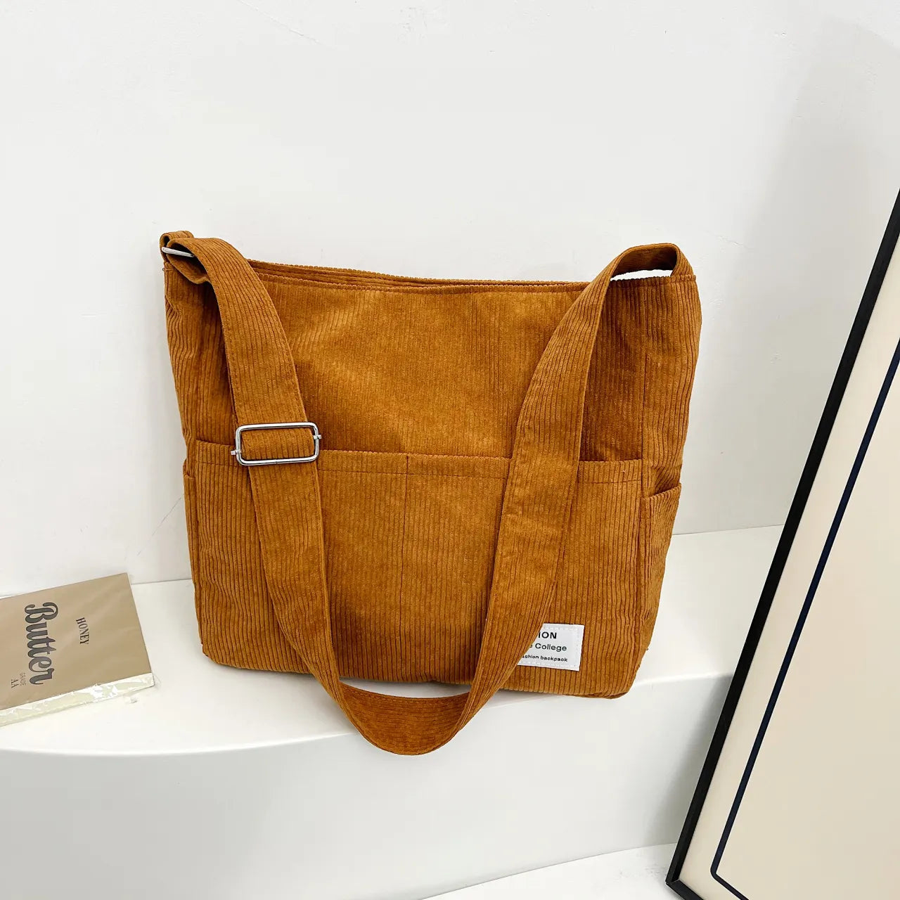 Corduroy Crossbody Messenger Bag - Roe Creation