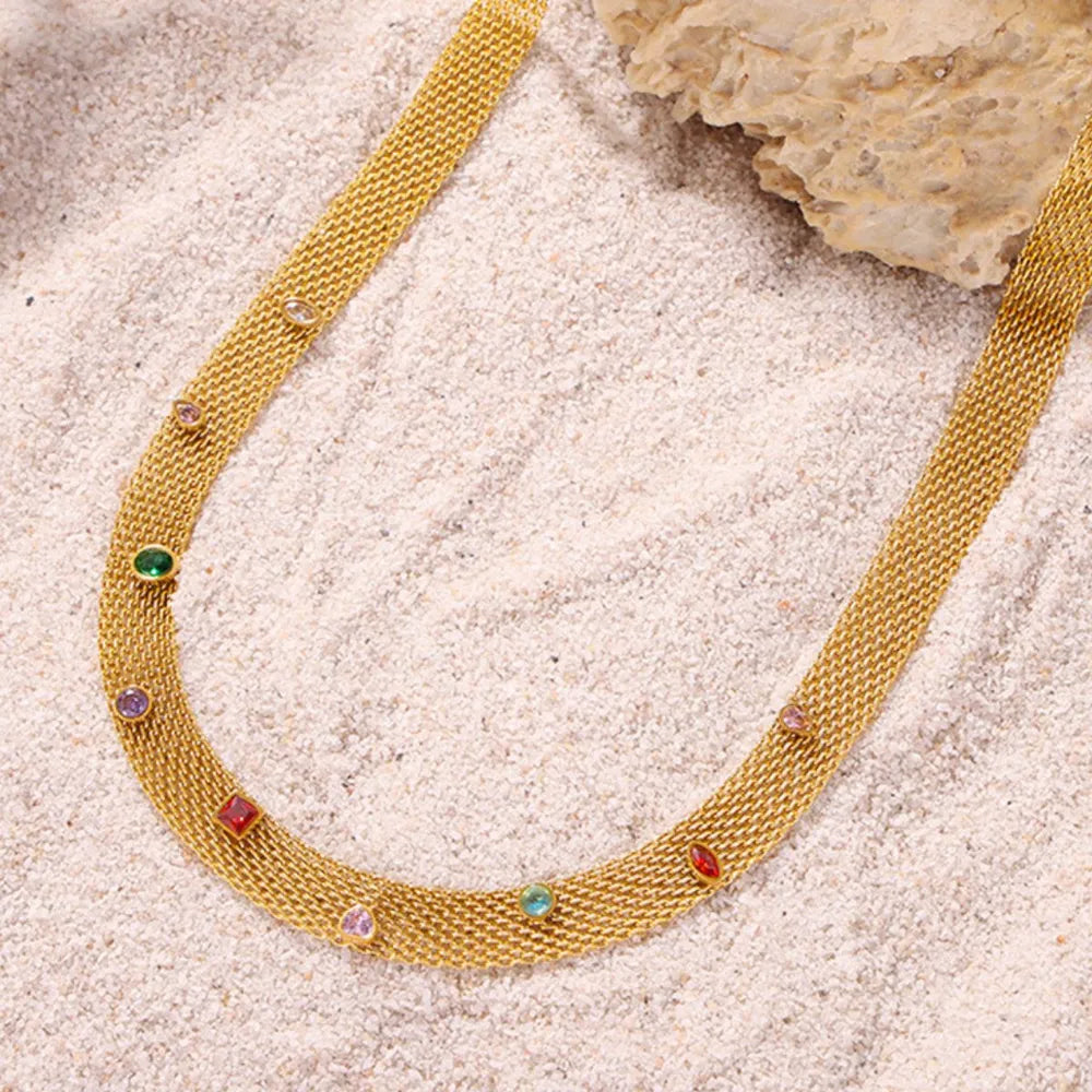 Titanium Steel Zircon Necklace - Roe Creation