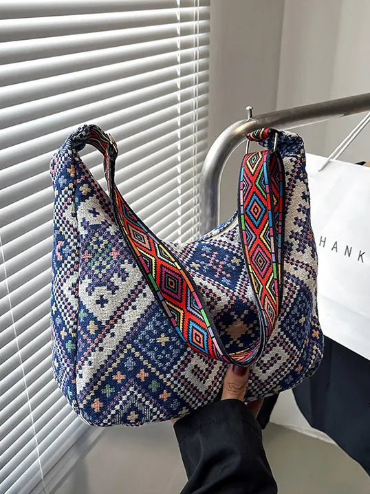 Ethnic Pattern Crossbody Bag with Adjustable Strap - Roe Creation