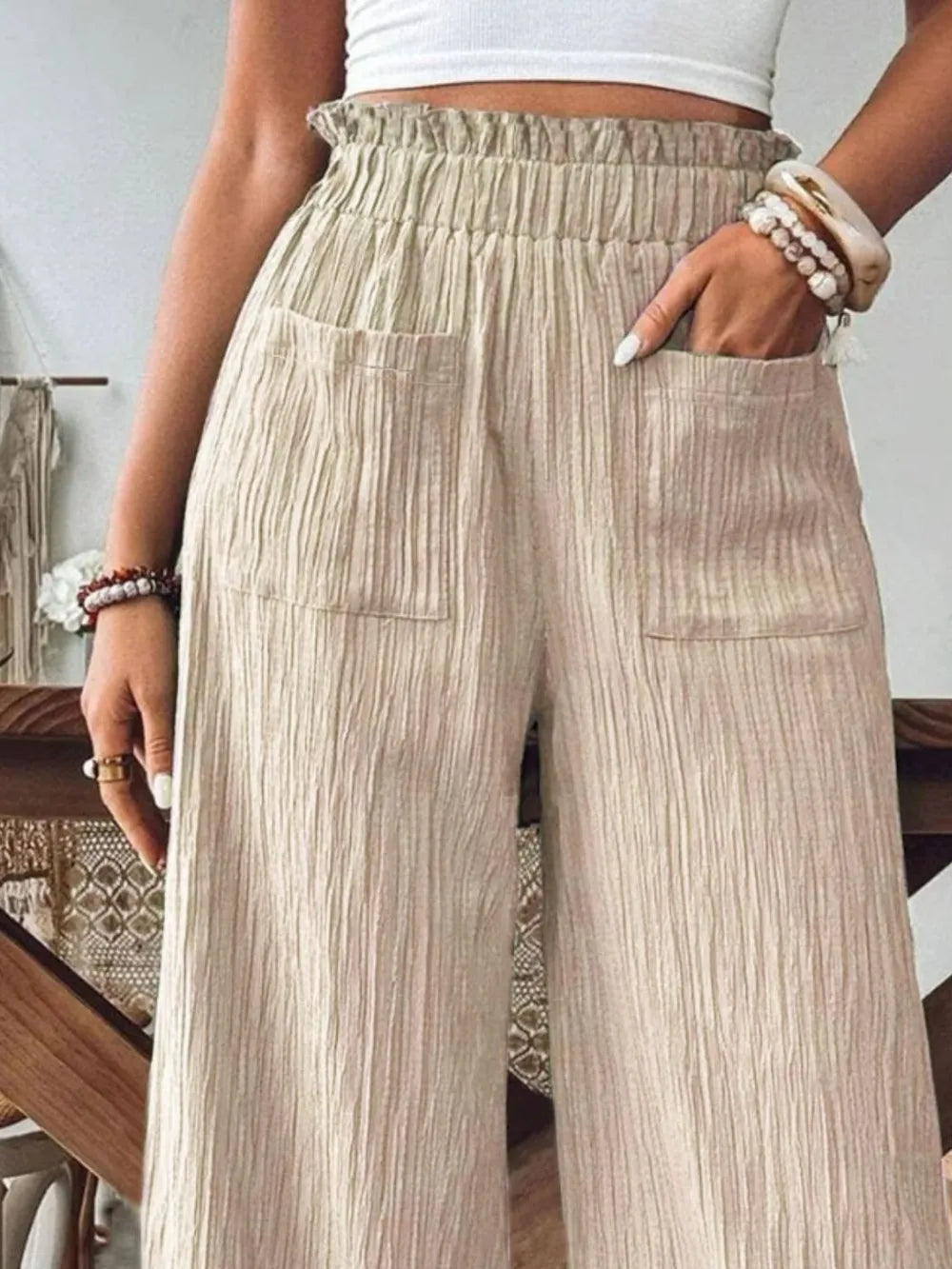 Frill Wide Leg Pants - Roe Creation