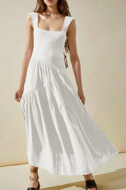 Square Neck Wide Strap Dress - Roe Creation
