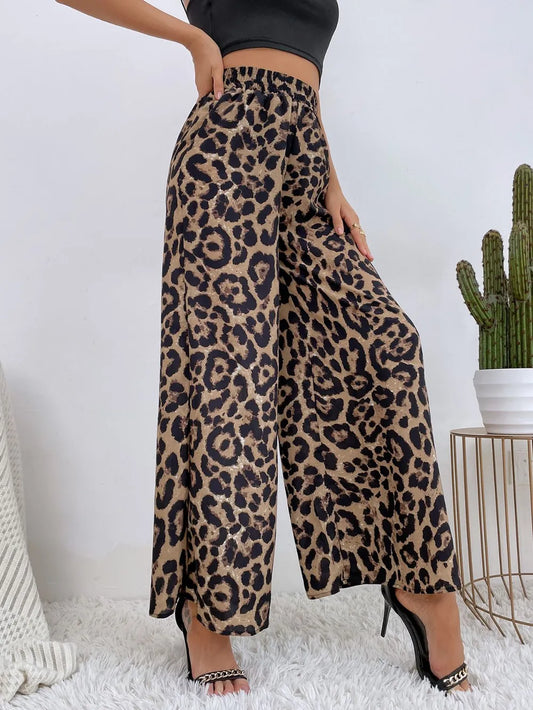 Printed Elastic Waist Wide Leg Pants - Roe Creation