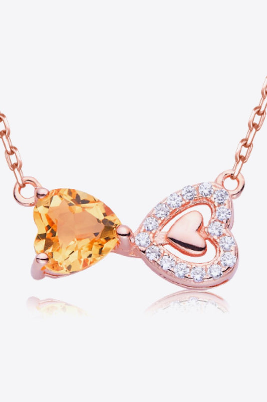 Citrine Heart 925 Sterling Silver Necklace - Roe Creation