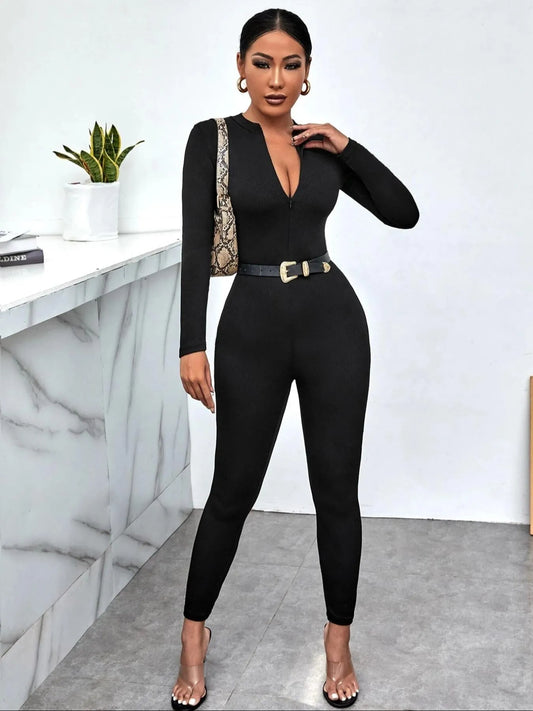 Long Sleeve Bodycon Jumpsuit - Roe Creation