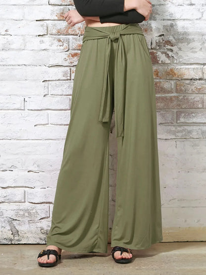 Tied Wide Leg Pants with Pockets - Roe Creation