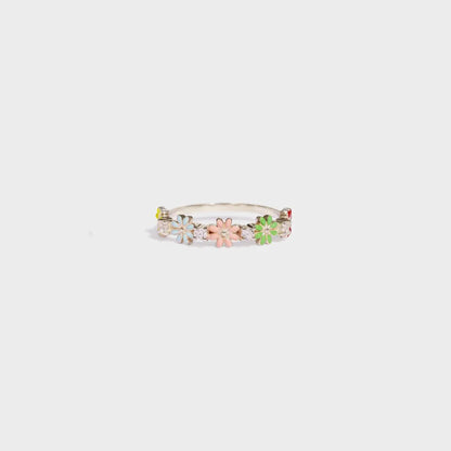 Flower Shape 925 Sterling Silver Zircon Ring - Roe Creation