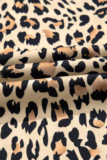 Parchment Leopard Drawstring Flowy Wide Leg Pants - Roe Creation