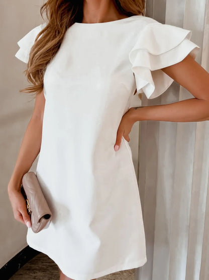 Ruffled Layered Short Sleeve Mini Dress - Roe Creation