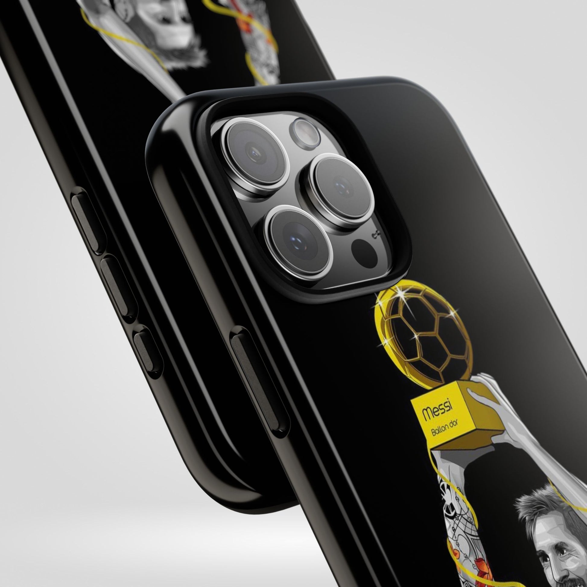 Messi Ballon Dor Black Phone Case - Tough Cases for Soccer Fans - Roe Creation