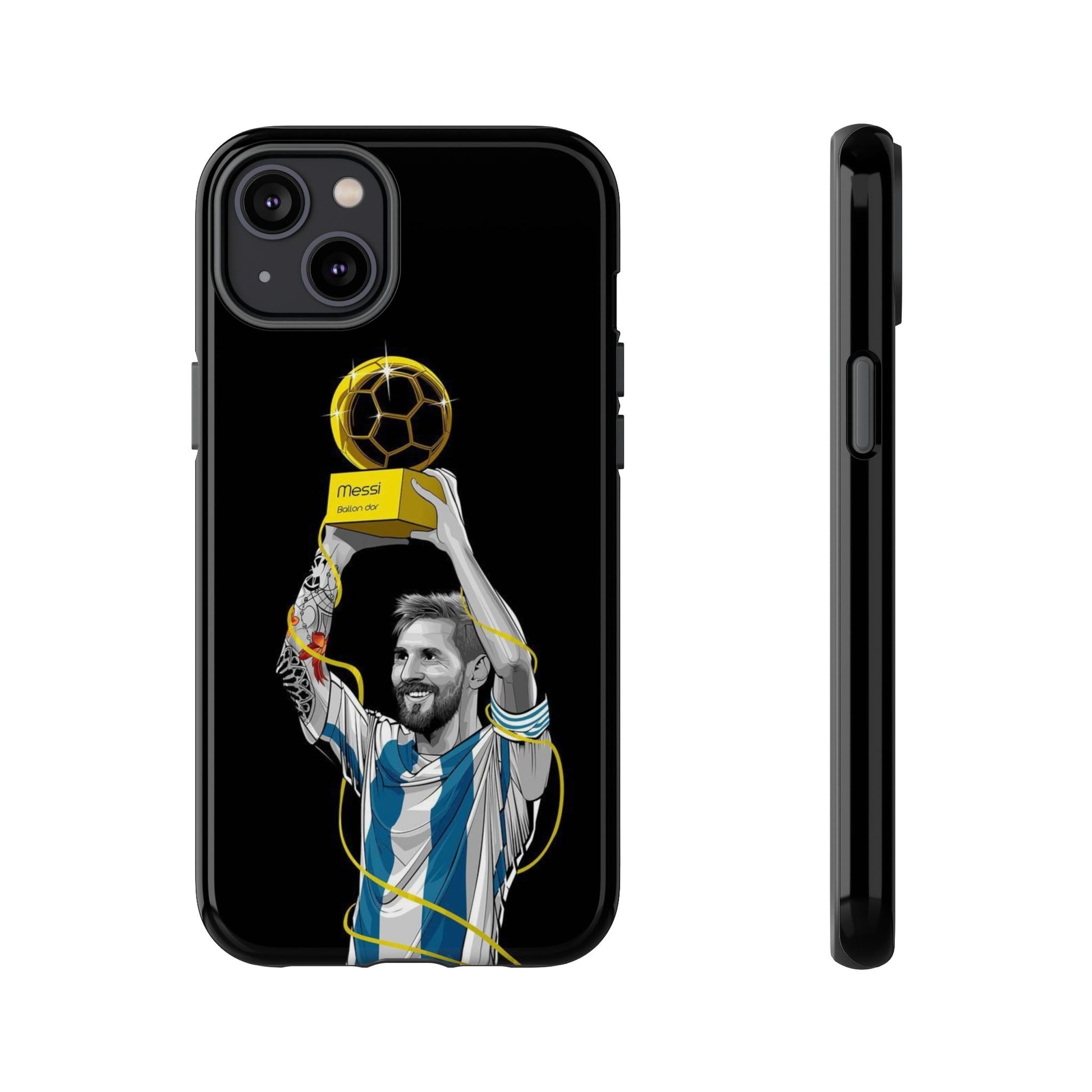 Messi Ballon Dor Black Phone Case - Tough Cases for Soccer Fans - Roe Creation