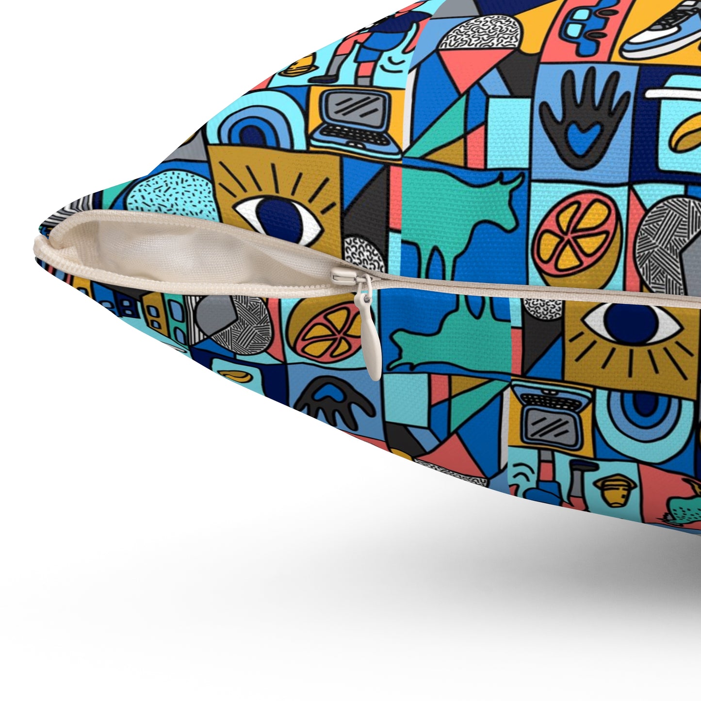 Vibrant Art Pattern Square Pillow - Modern Decor for Living Room & Bedroom