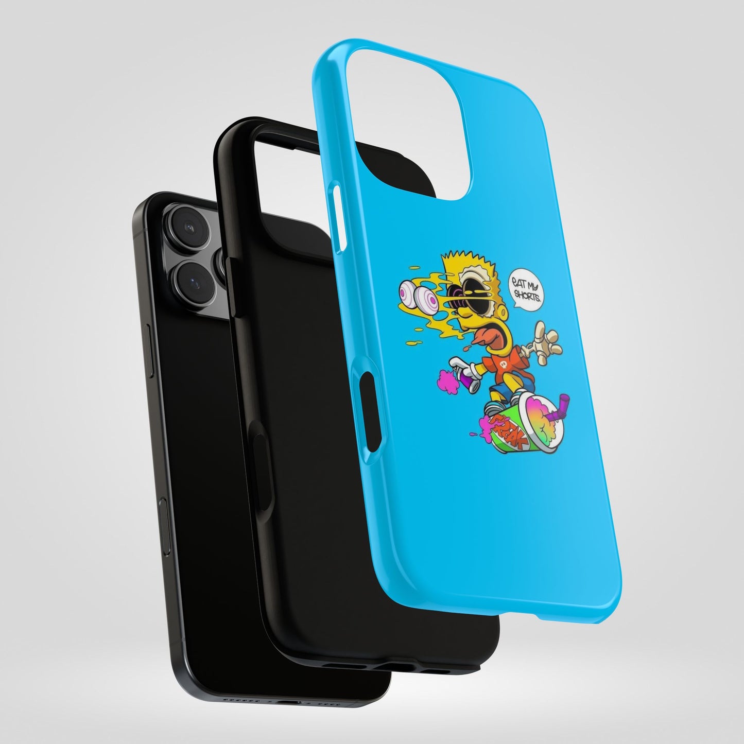 Spongebob Blue Cartoon iPhone Case - 'Eat My Shorts' Design