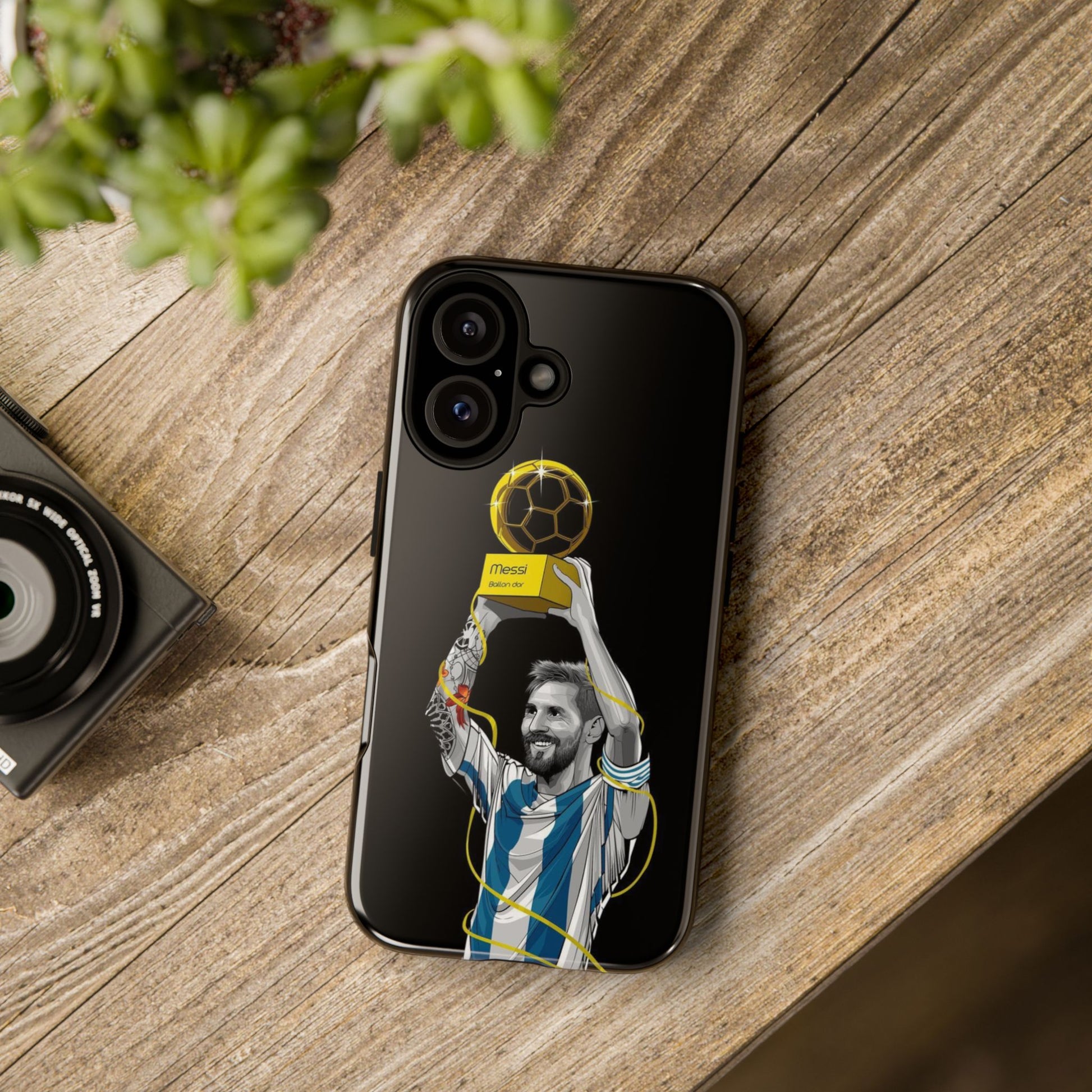 Messi Ballon Dor Black Phone Case - Tough Cases for Soccer Fans - Roe Creation