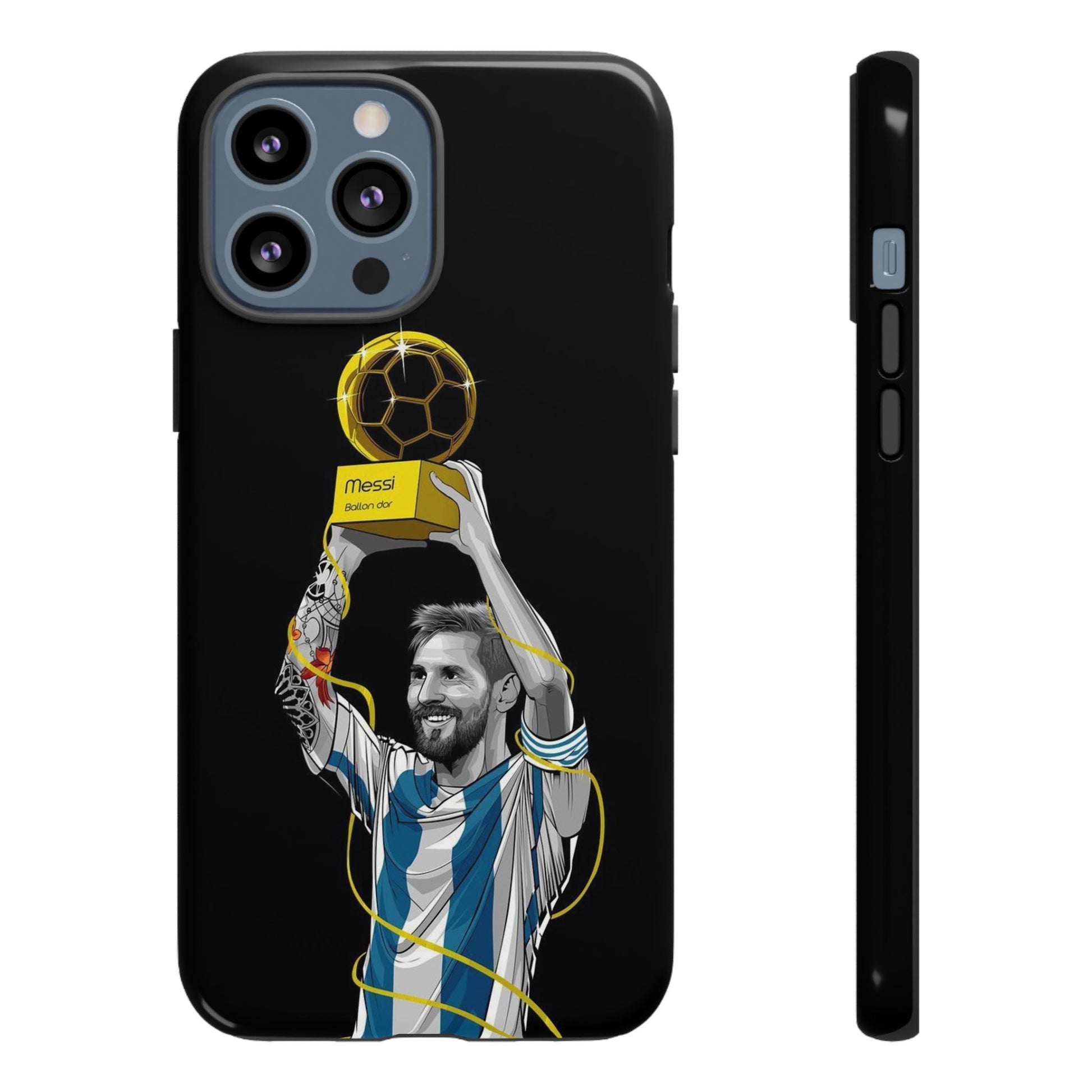 Messi Ballon Dor Black Phone Case - Tough Cases for Soccer Fans - Roe Creation